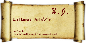 Waltman Jolán névjegykártya